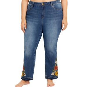 Midnight Velvet Sz 14 Jeans Embroidered Floral Flare Bell Bottom Hippie Boho 872